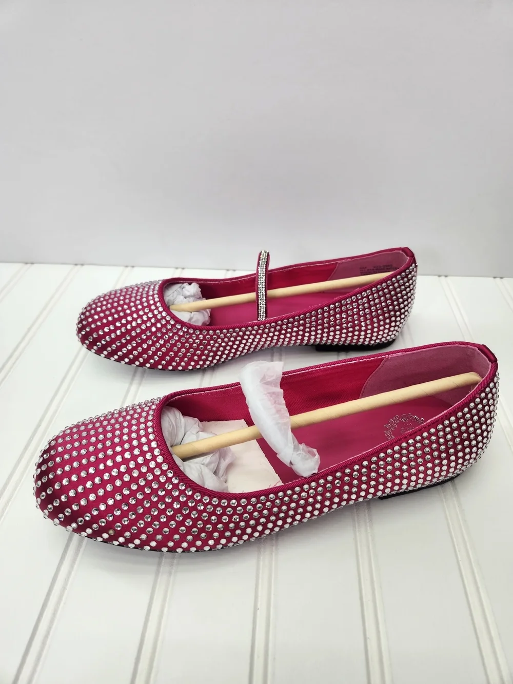 Miller Mercedes Rhinestone- Embellished Big Girl's Ballet Flats In Fuchsi Size 5